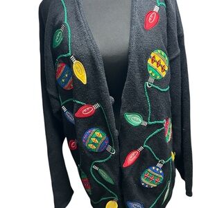 Vintage 90s ugly Christmas sweater with lights and ornaments size XXL